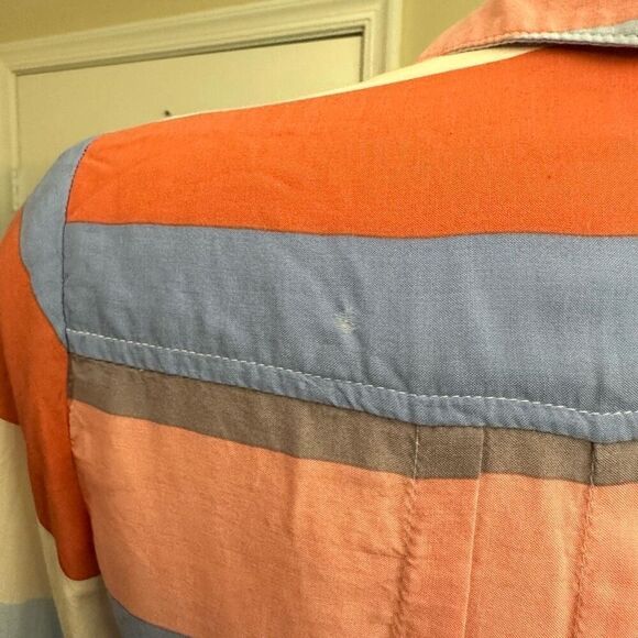 Anthropologie Maeve Wynwood Color Block Long‎ Sleeve Button Down Top sz 2 flawed - Picture 9 of 9